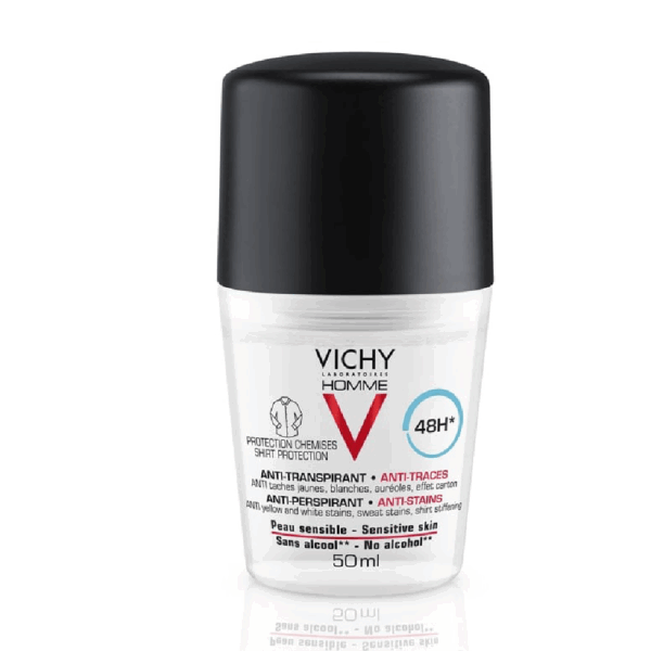 Vichy Deodorant Bille Anti-Traces Roll On For Men 48hr 50 ml